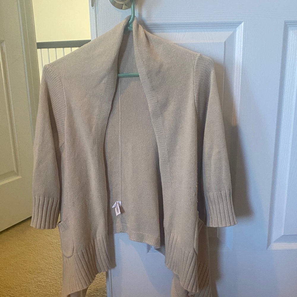 GAP Women's Light Beige Open-Front Cardigan